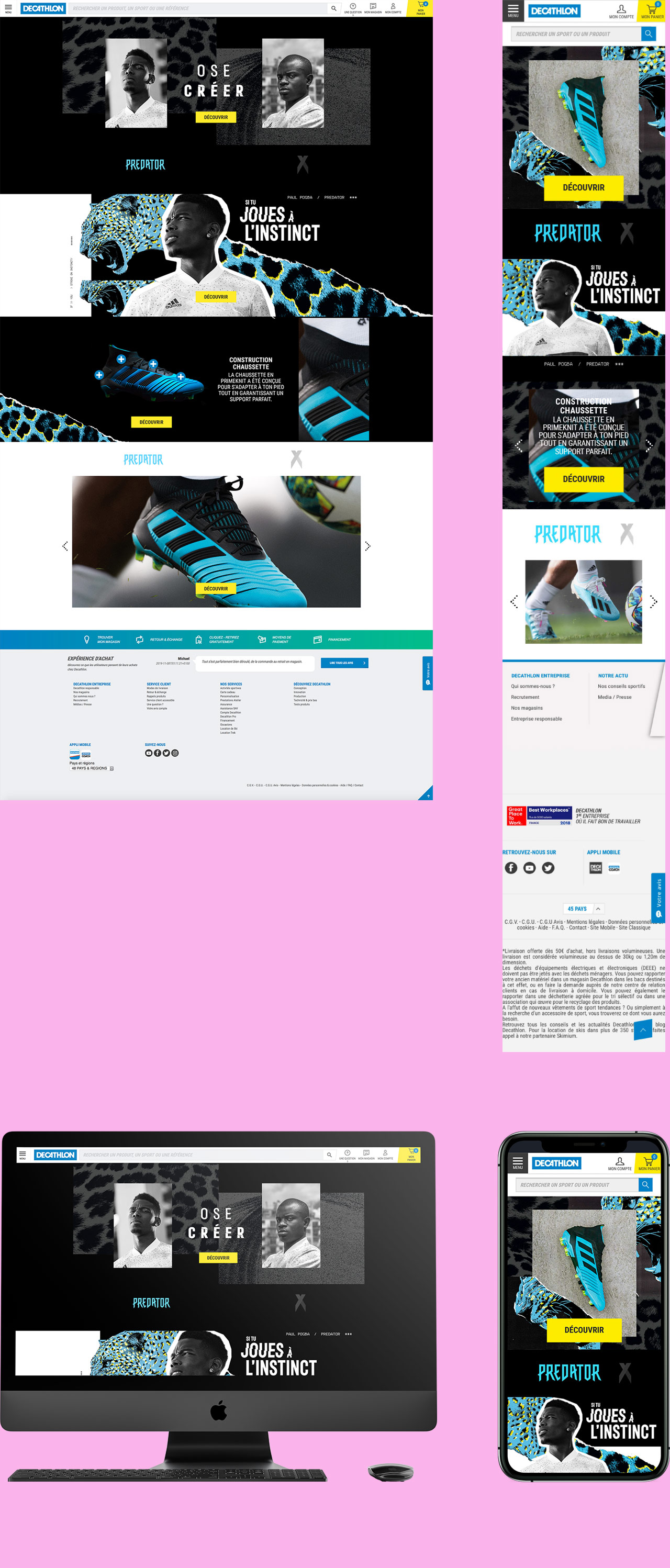 webdesign de la landing page adidas/decathlon web et mobile